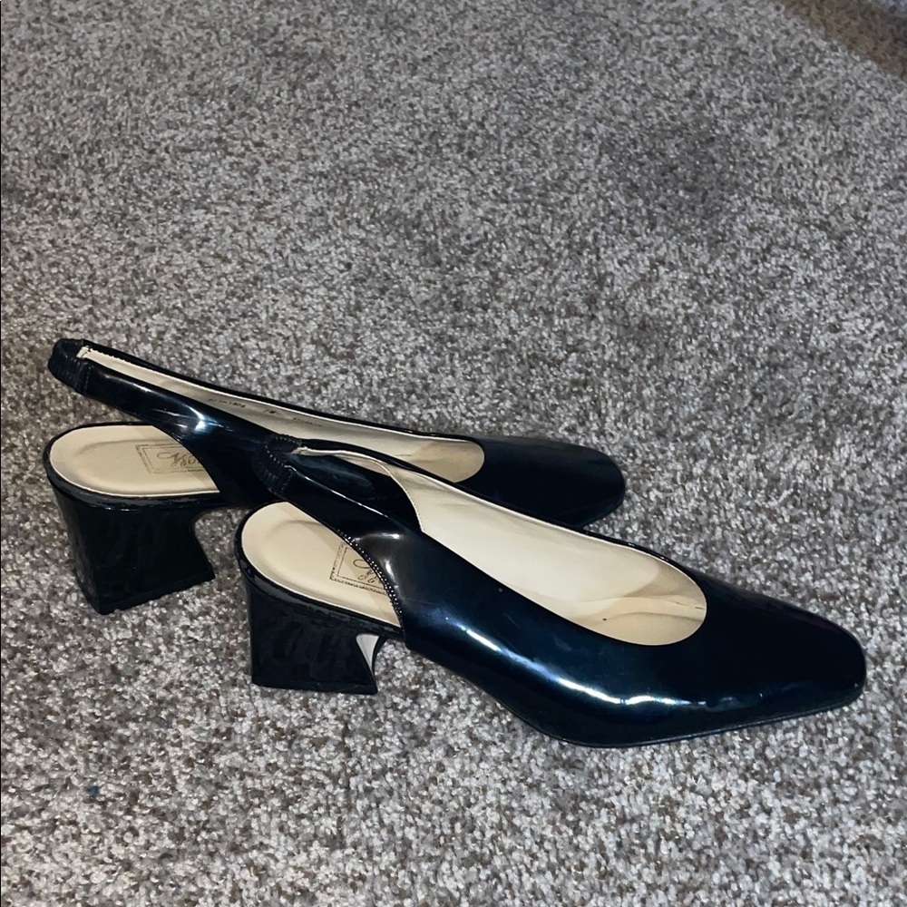 Worthington Glossy Black Slingback Heels